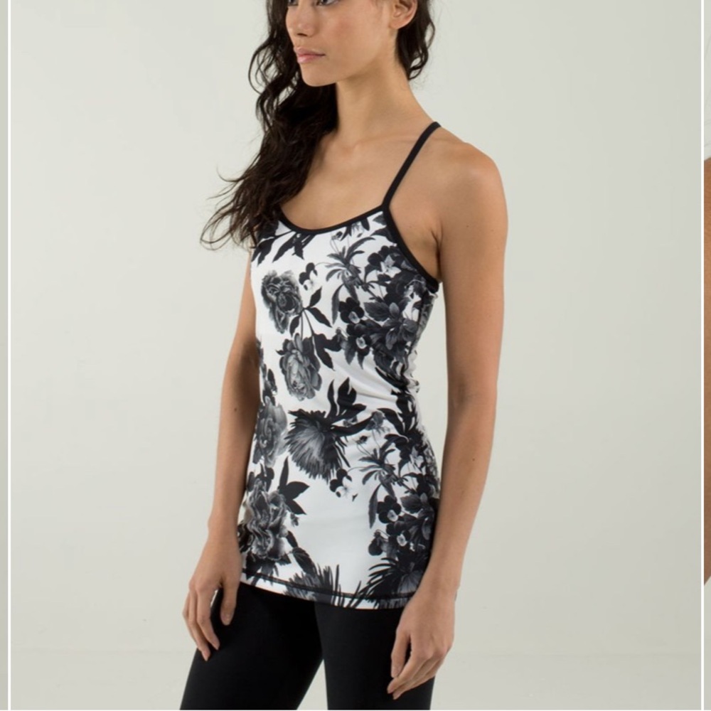 Lululemon Power Y Tank Top Luon Fabric Brisk Bloom Print Size 8